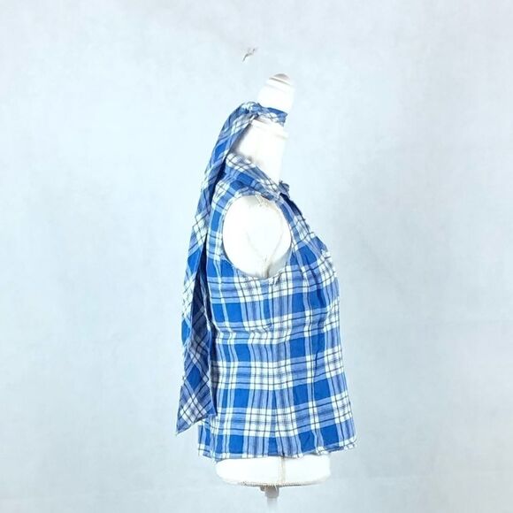 Jones New York Signature Blue and White Plaid Top - Picture 2 of 6
